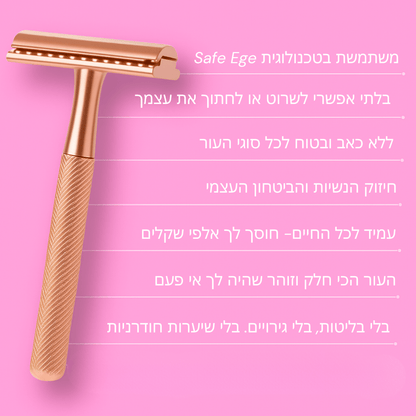 ‬סכין גילוח בטיחותית למניעת גירוי, בליטות ושיערות חודרנית