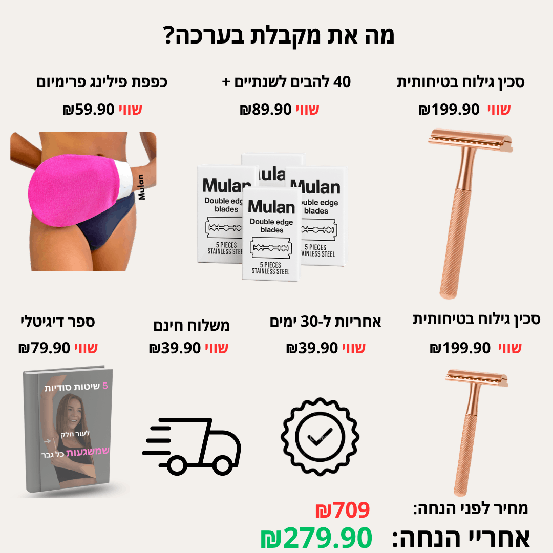 1+1  | סכין בטיחותית למניעת גירוי, אדמומיות, בליטות ושיערות חודרניות