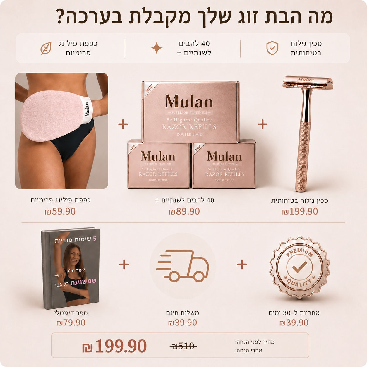מארז מתנה | ‬סכין גילוח בטיחותית למניעת גירוי, בליטות ושיערות חודרנית